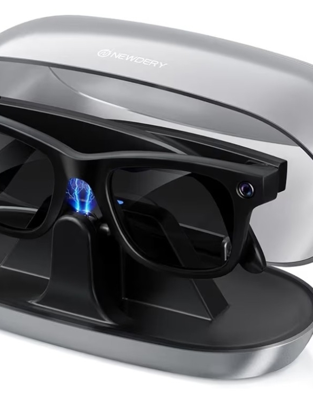 NEWDERY Charger for Ray-Ban Meta Smart Glasses, Portable Charging Dock with Dust